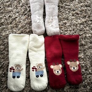 H&M Bear-Themed Kids Socks Set - Red, Cream, Gray